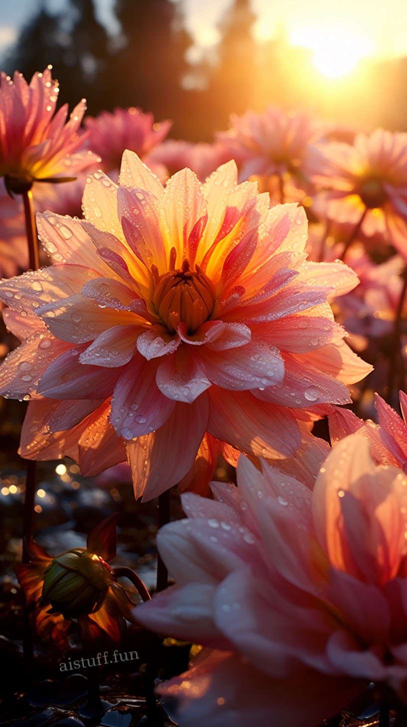красивый розовый цветок в утренней росе