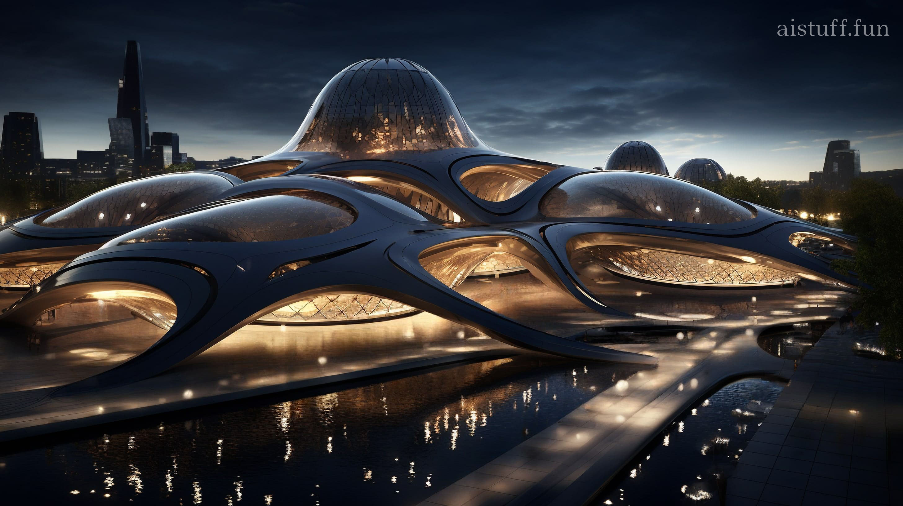 Футуристическая архитектура торгового центра будущего