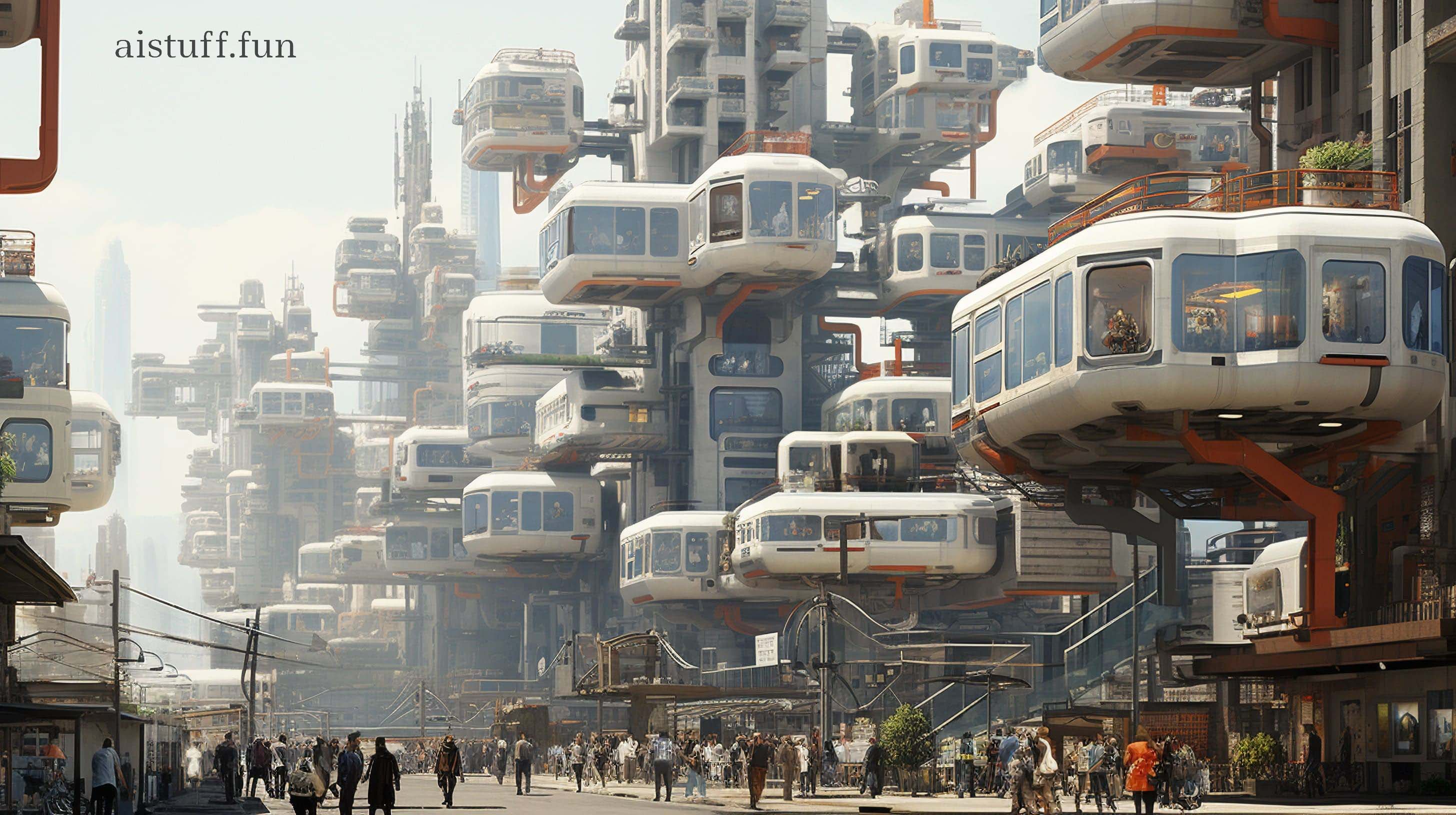 Город будущего в стиле ретрофутуризма
