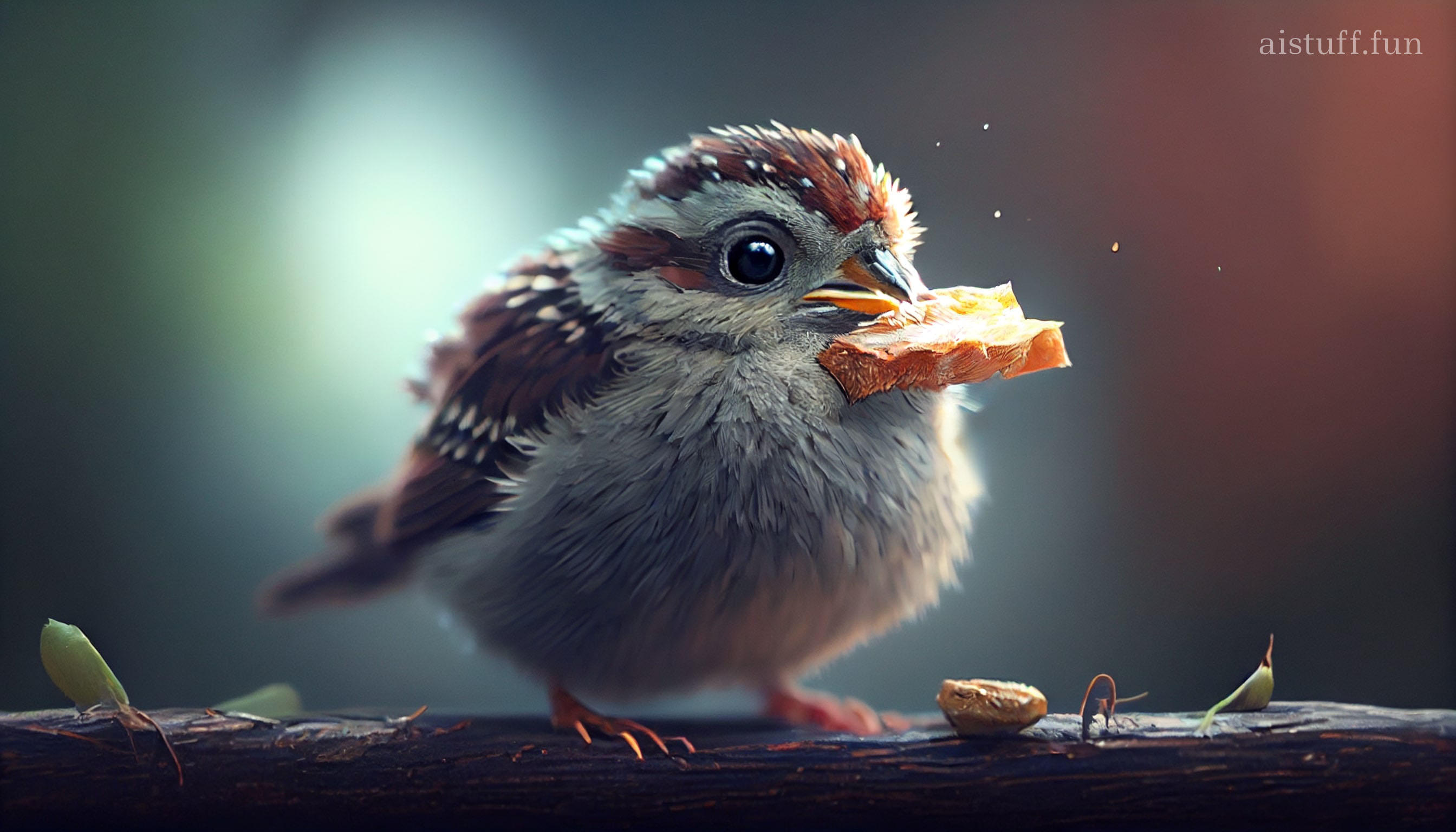 Рисунок птицы держащей в клюве сэндвич