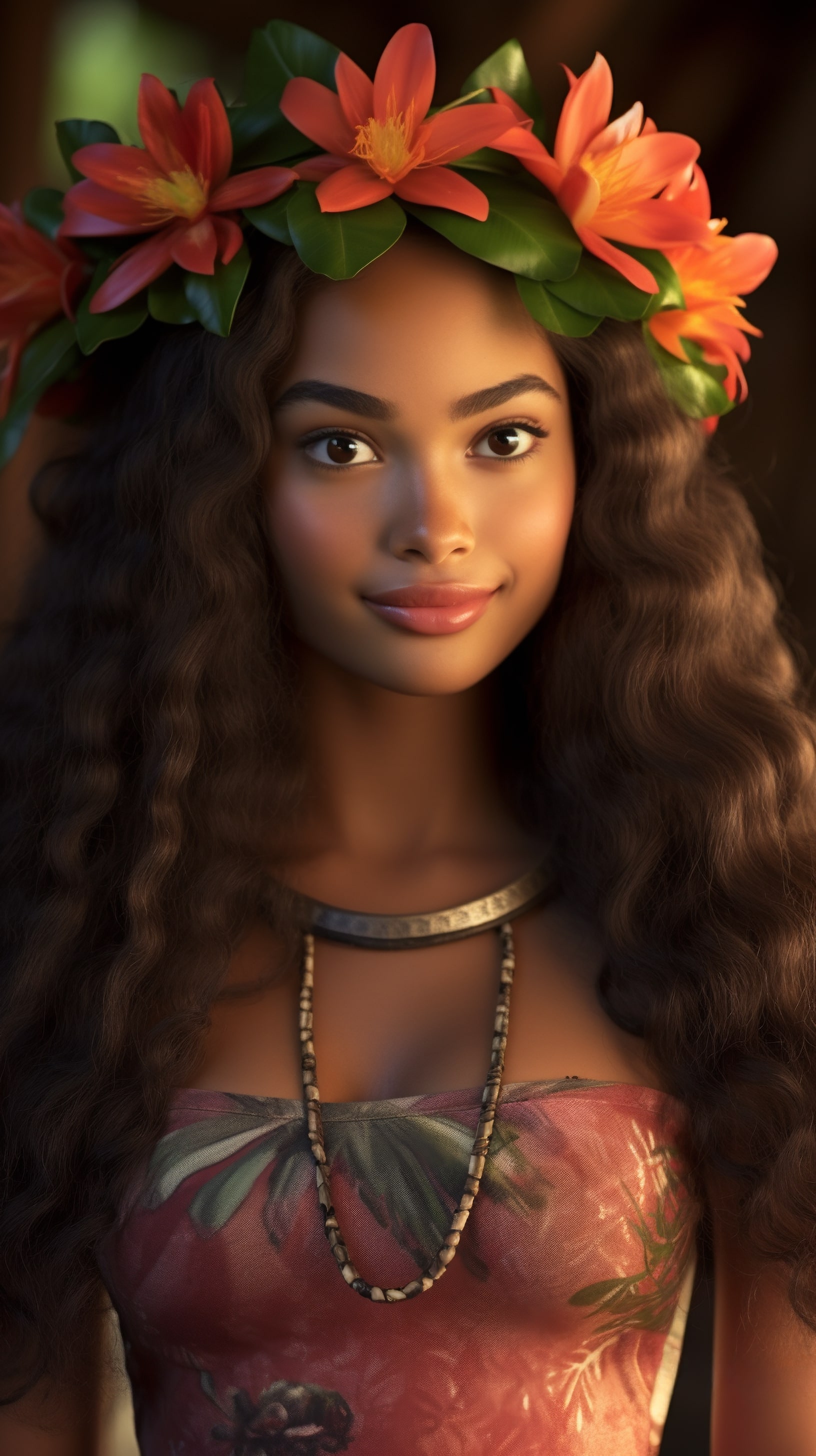 Украшение из цветов на голове полинезийской девушки