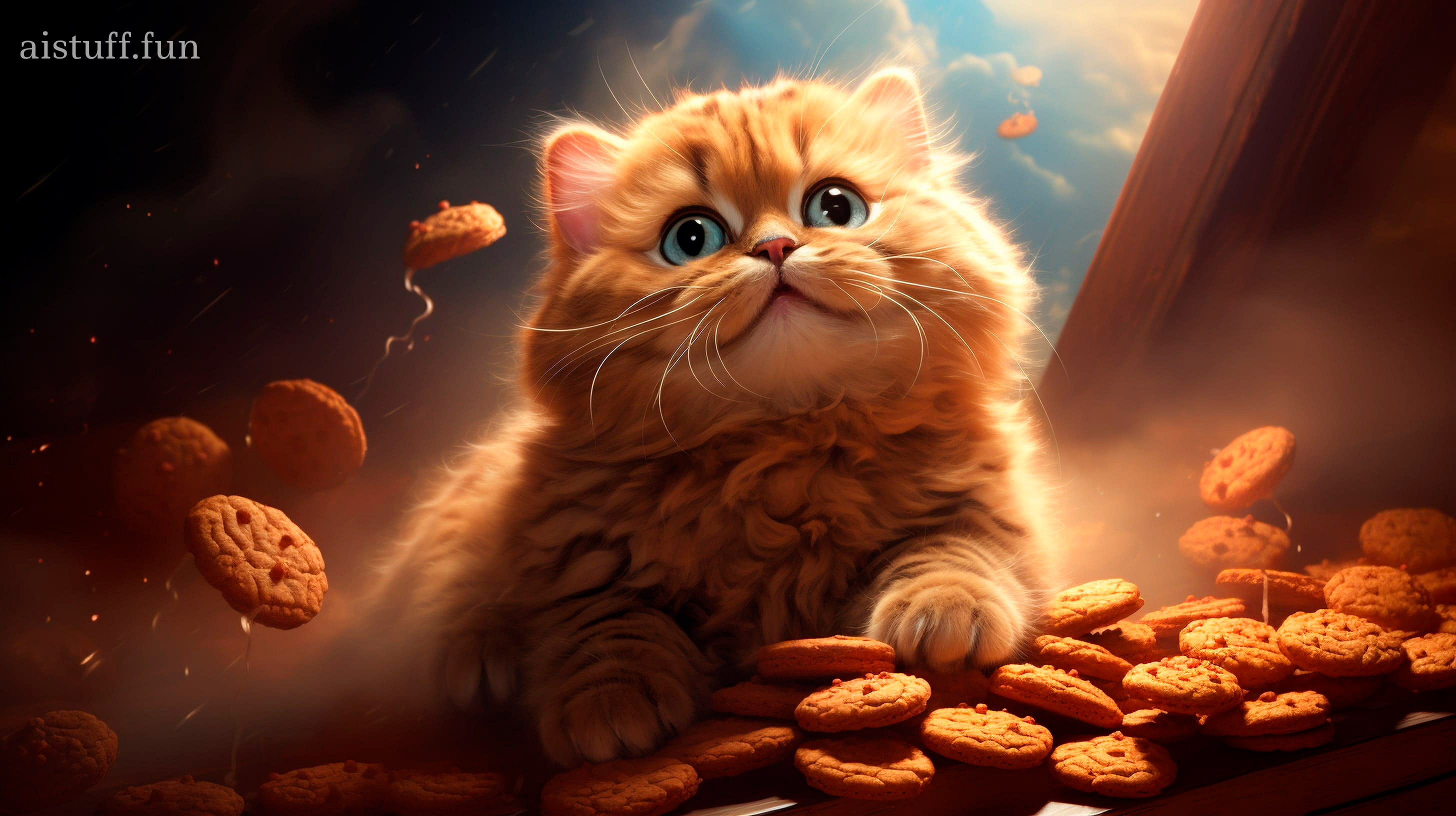 рыжий кот любит печенье