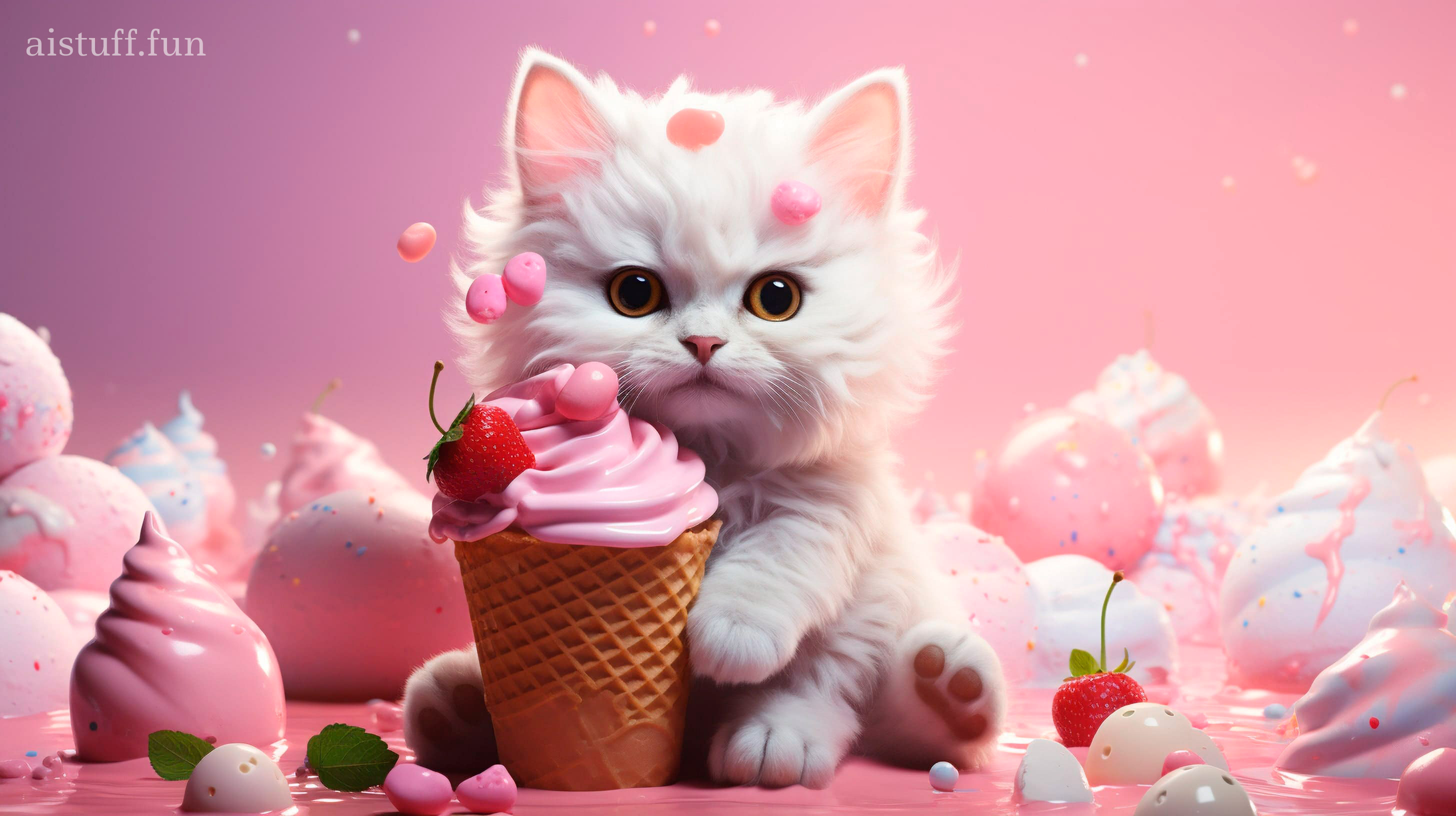 котенок с мороженым